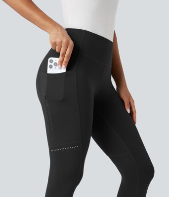 DayStretch - Wander-Leggings mit hohem Bund, Seitentaschen, Bauchkontrolle und reflektierenden Details