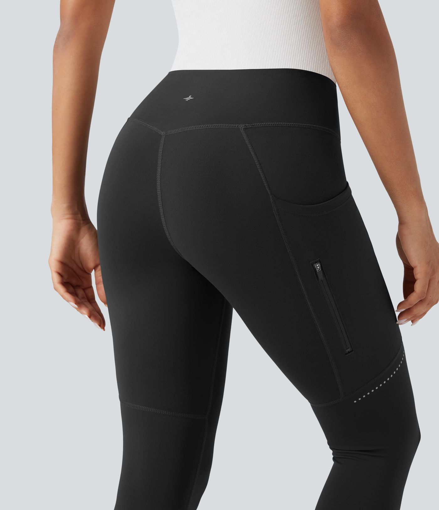 DayStretch - Wander-Leggings mit hohem Bund, Seitentaschen, Bauchkontrolle und reflektierenden Details