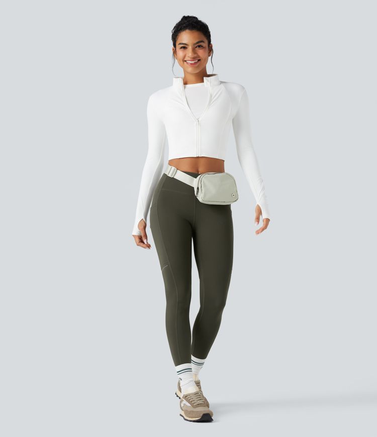 DayStretch - Wander-Leggings mit hohem Bund, Seitentaschen, Bauchkontrolle und reflektierenden Details