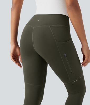 DayStretch - Wander-Leggings mit hohem Bund, Seitentaschen, Bauchkontrolle und reflektierenden Details