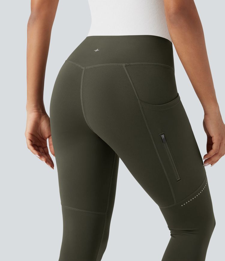 DayStretch - Wander-Leggings mit hohem Bund, Seitentaschen, Bauchkontrolle und reflektierenden Details