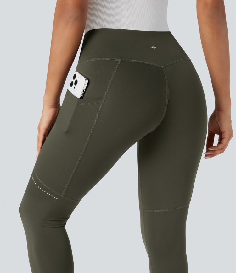 DayStretch - Wander-Leggings mit hohem Bund, Seitentaschen, Bauchkontrolle und reflektierenden Details