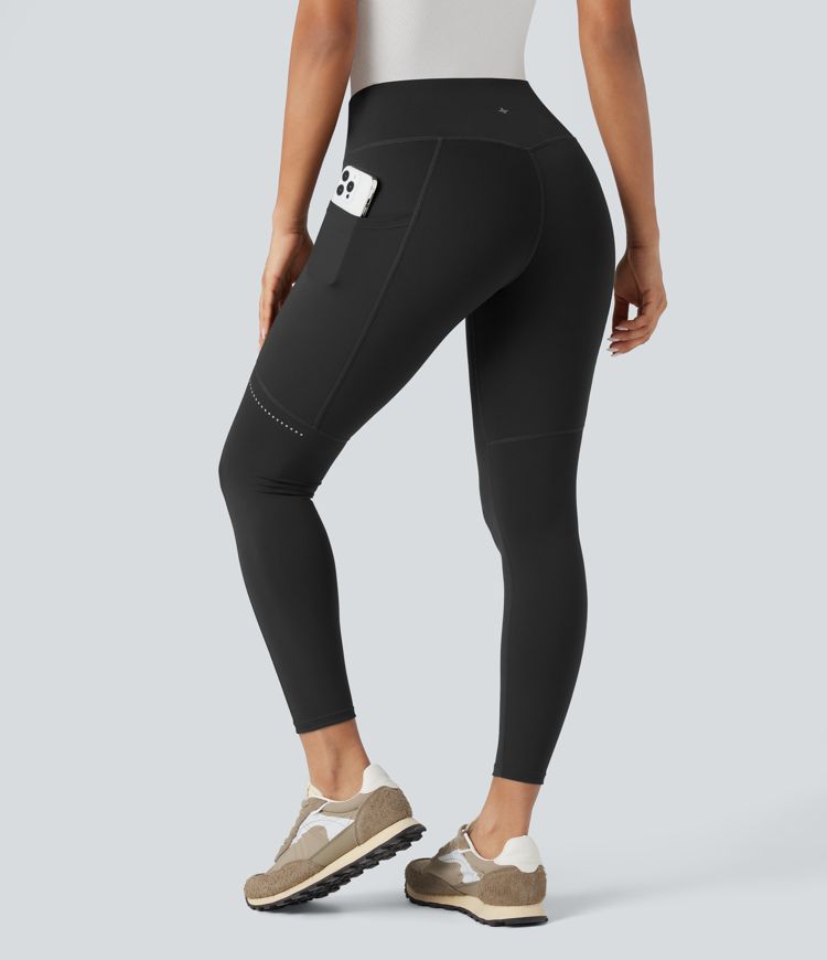 DayStretch - Wander-Leggings mit hohem Bund, Seitentaschen, Bauchkontrolle und reflektierenden Details