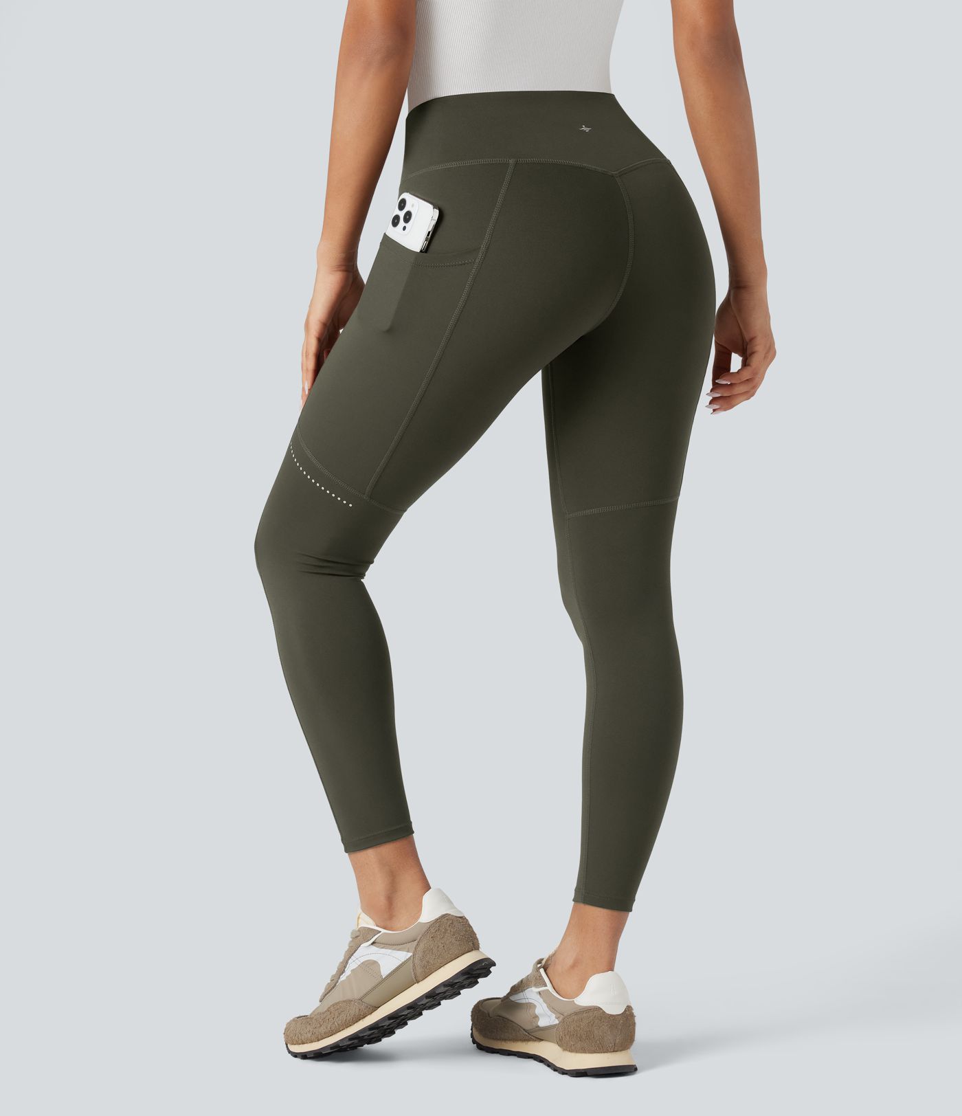 DayStretch - Wander-Leggings mit hohem Bund, Seitentaschen, Bauchkontrolle und reflektierenden Details