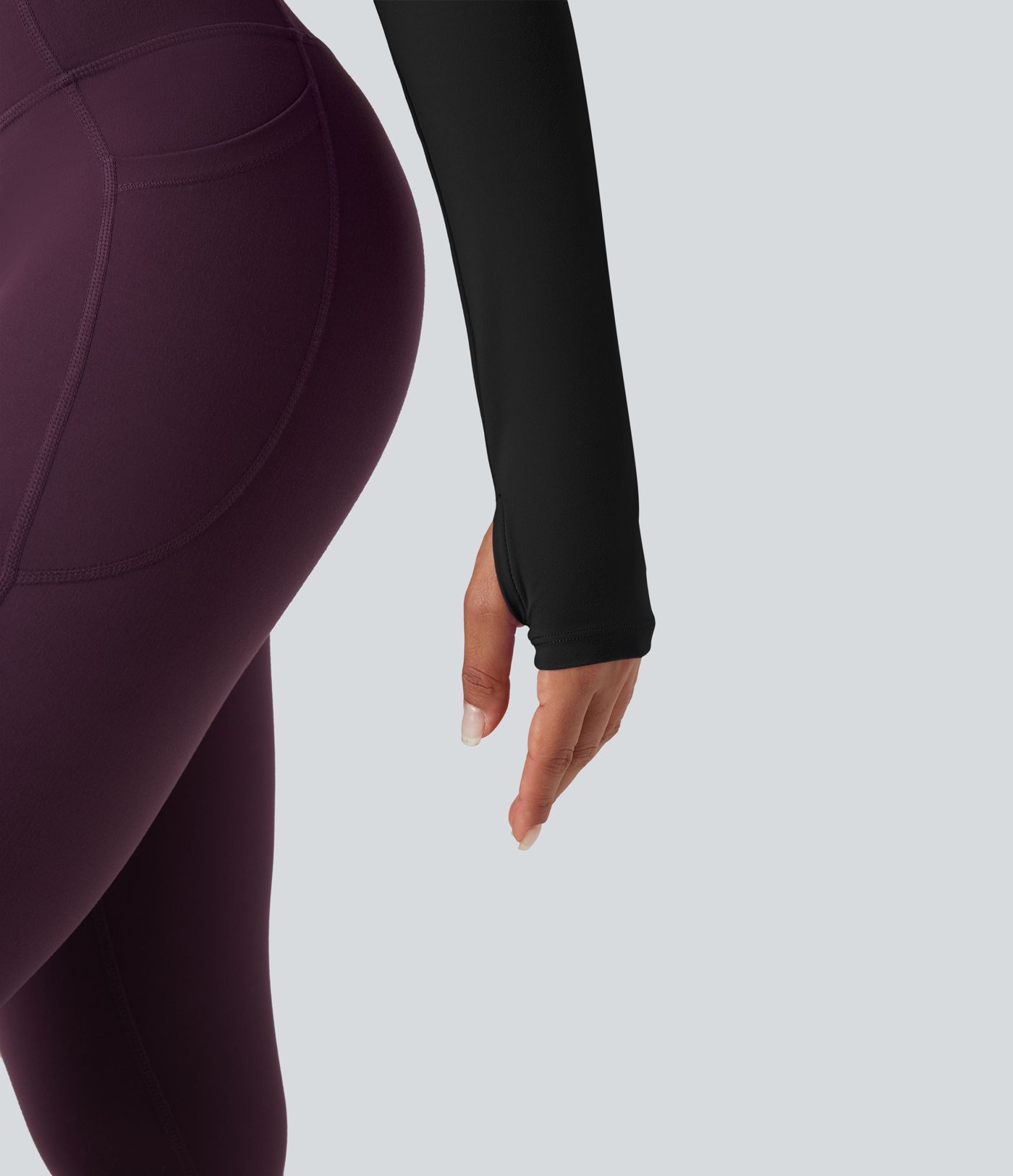 SoftlyZero™ Plush Adjustable Halter Long Sleeve Thumb Holes Cropped Yoga Sports Top