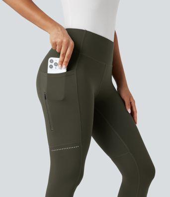 DayStretch - Wander-Leggings mit hohem Bund, Seitentaschen, Bauchkontrolle und reflektierenden Details