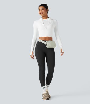 DayStretch - Wander-Leggings mit hohem Bund, Seitentaschen, Bauchkontrolle und reflektierenden Details