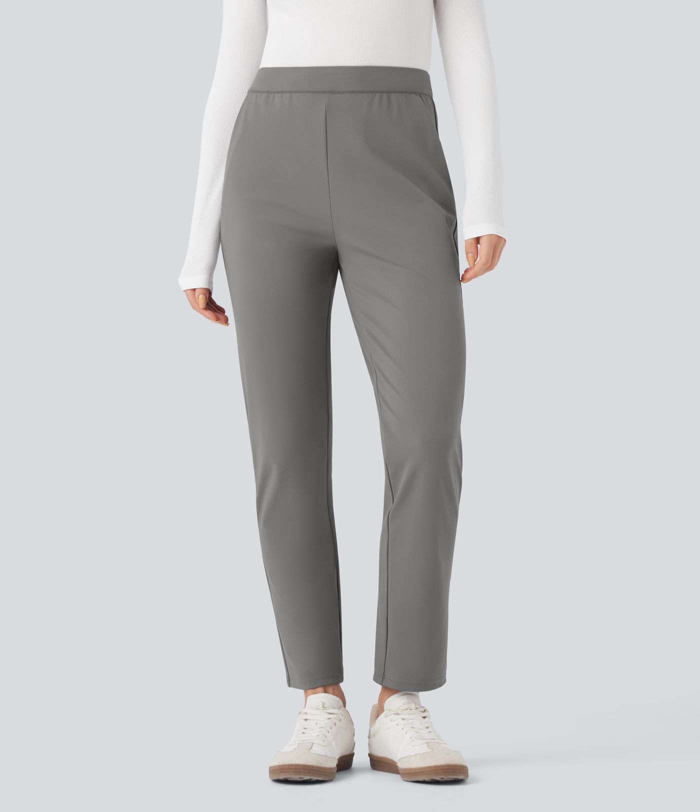 Halara Flex™ DayStretch Foldover High Waisted Drawstring 7/8 Slim Work Trousers with Pockets