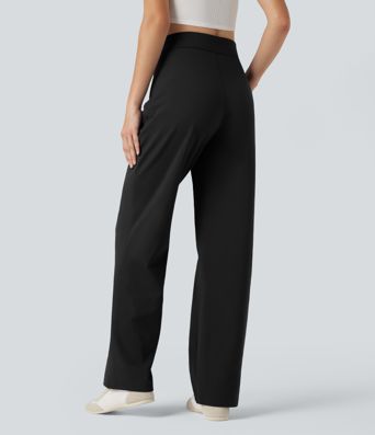 SoftlyZero™ Plush Thermal High Waisted Straight Leg Casual Pants with Zip Pockets