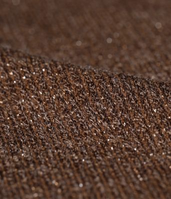 Priložnostne hlače iz rebraste pletenine z metalnim učinkom, s srednjim pasom, z zavezovalno vrvico, širokimi hlačnicami in žepi