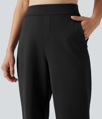 SoftlyZero™ Plush Thermal High Waisted Straight Leg Casual Pants with Zip Pockets