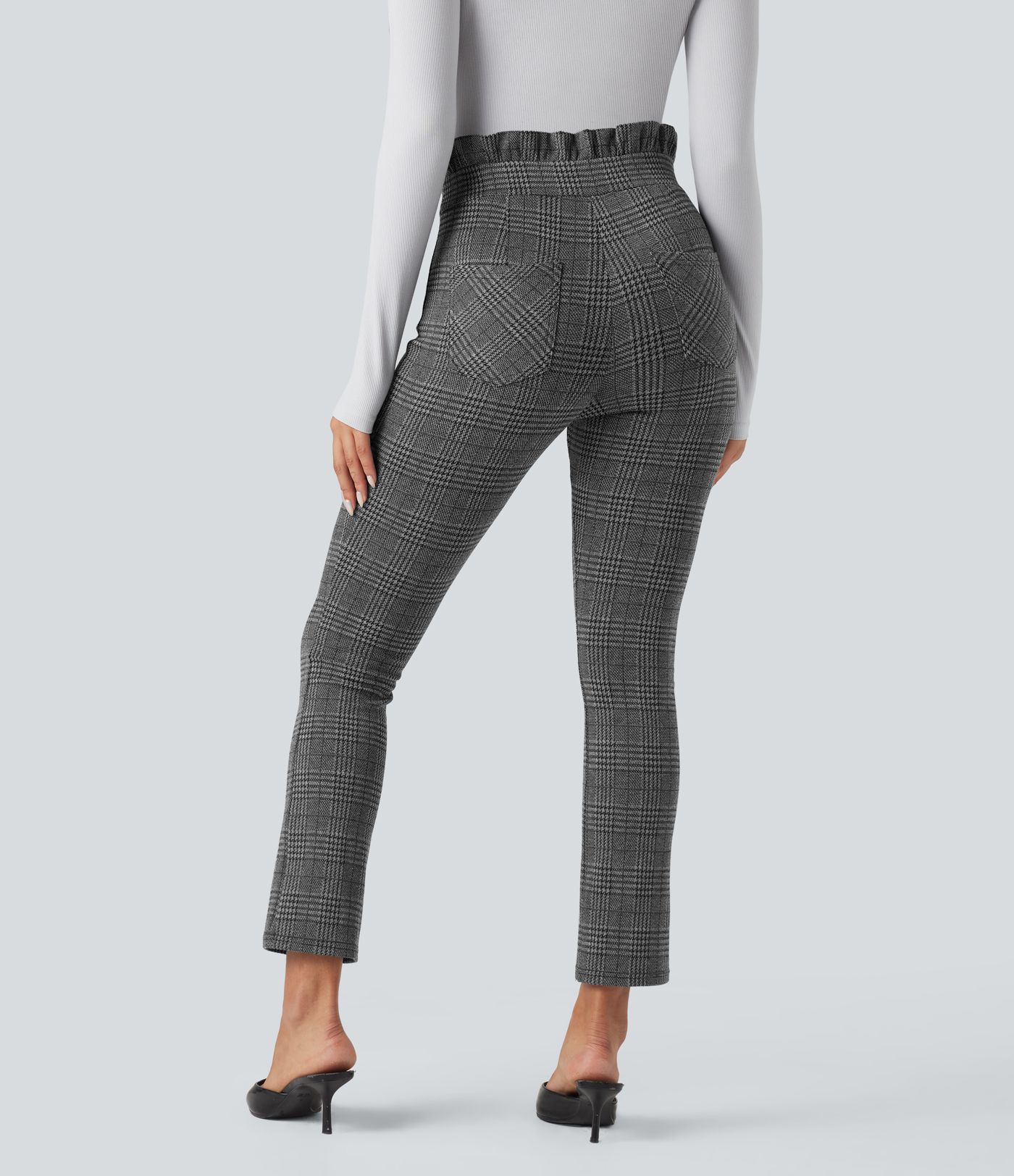 Halara Flex™ Paper Bag High Waisted Tie Houndstooth Plaid Work Skinny Pants with Pockets