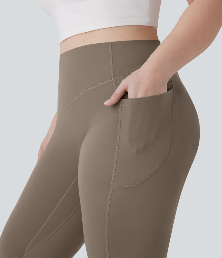 Legging de yoga à coupe bootcut gainant galbant taille haute grande taille avec effet scrunch et poches Halara UltraSculpt™