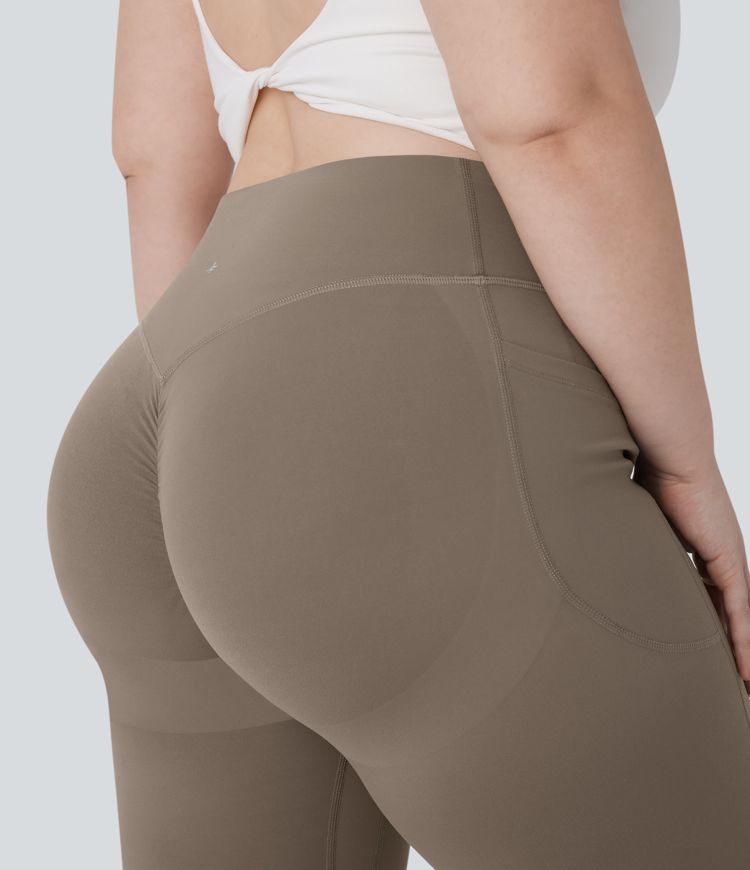 Legging de yoga à coupe bootcut gainant galbant taille haute grande taille avec effet scrunch et poches Halara UltraSculpt™