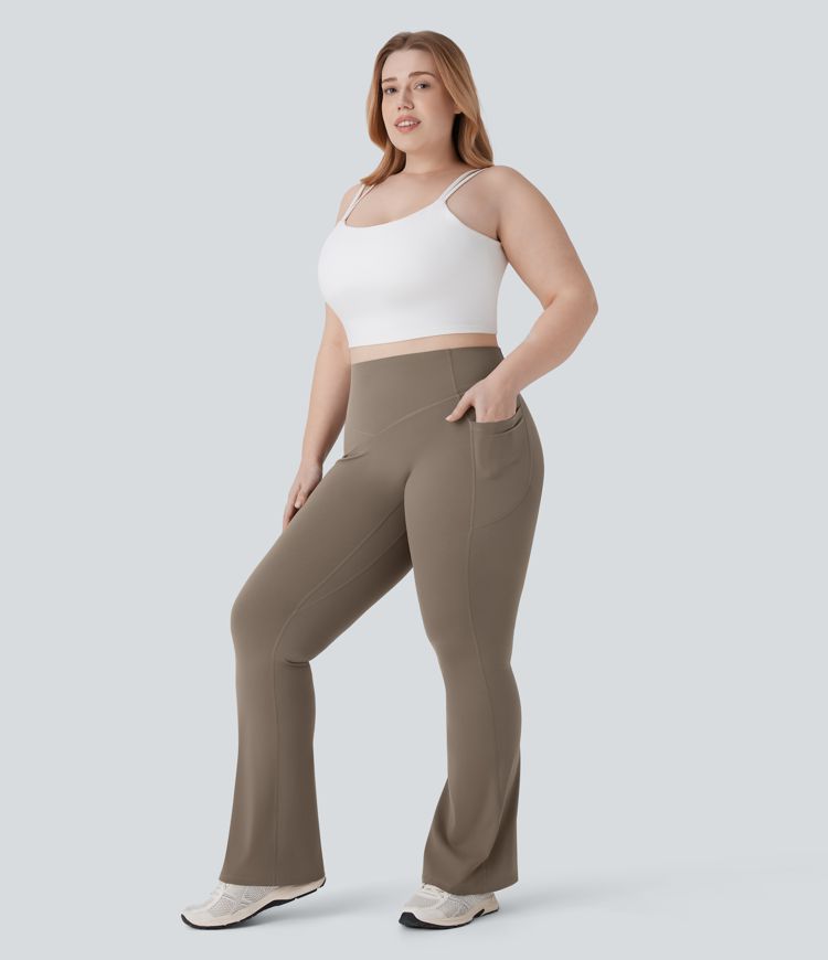 Legging de yoga à coupe bootcut gainant galbant taille haute grande taille avec effet scrunch et poches Halara UltraSculpt™