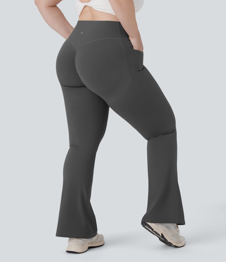 Halara UltraSculpt™ SoCinched High Waisted Scrunch Butt Lifting Tummy Control Pocket Shaping Yoga Bootcut Plus Size Leggings