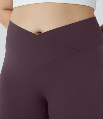 Softlyzero™ Plus-Size Crossover Capri-Yoga-Leggings mit hohem Bund und Seitentaschen