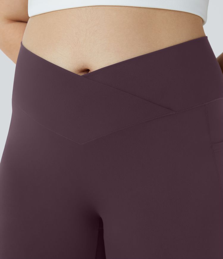 Softlyzero™ Plus-Size Crossover Capri-Yoga-Leggings mit hohem Bund und Seitentaschen