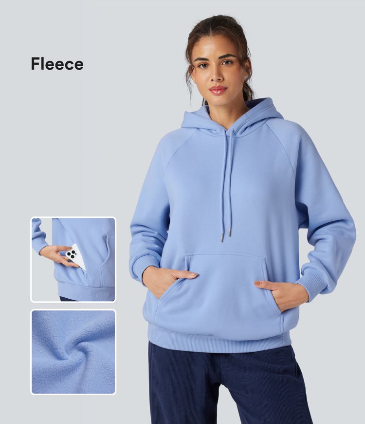Hooded Drawstring Long Sleeve Fleece Casual Cotton Sweatshirt with Pockets