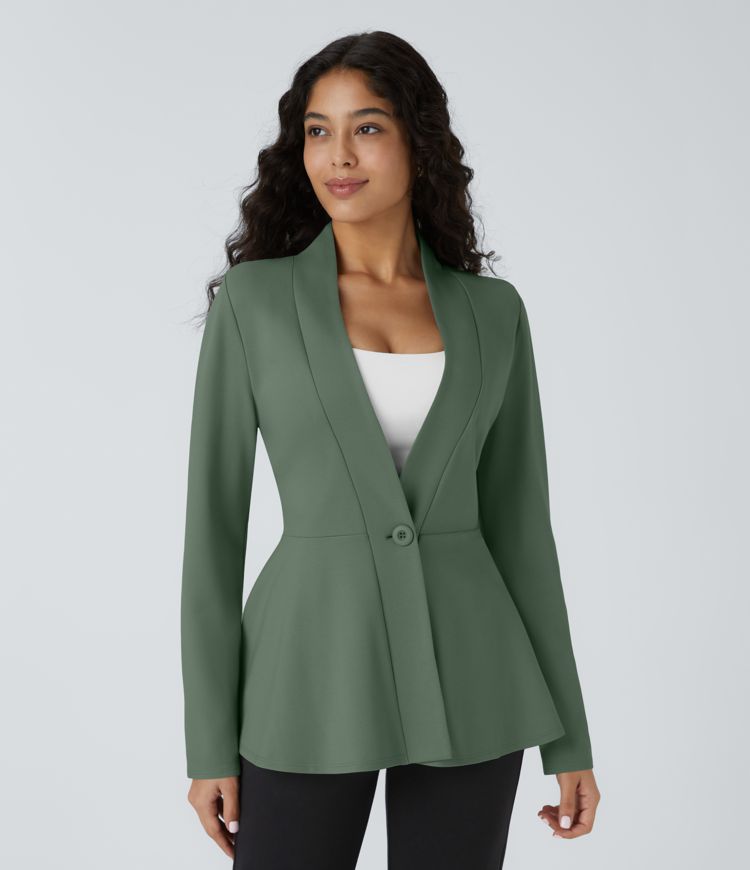 Chaqueta de trabajo Peplum en escote en V y frente único