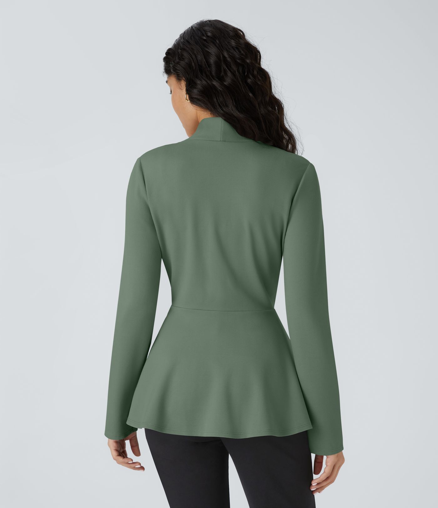Chaqueta de trabajo Peplum en escote en V y frente único