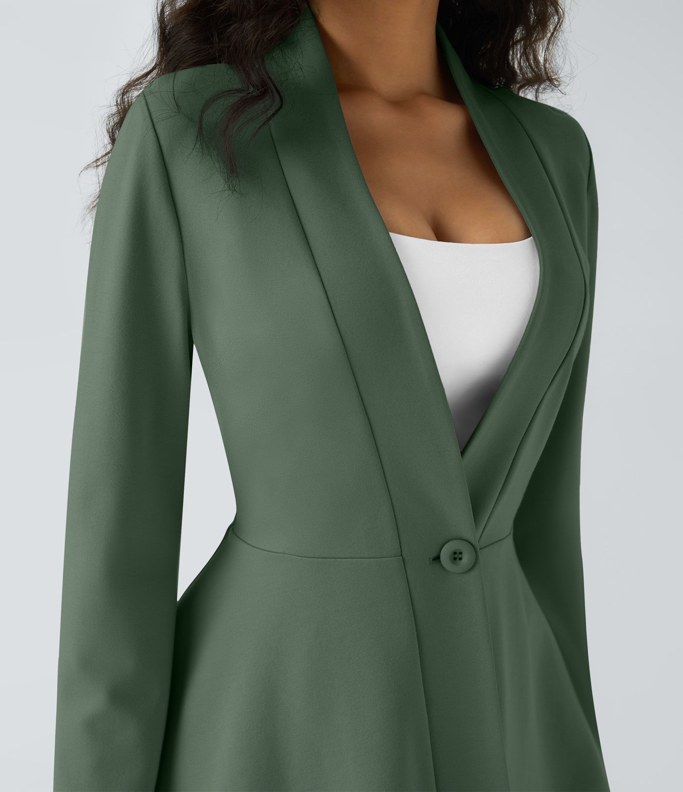 Chaqueta de trabajo Peplum en escote en V y frente único