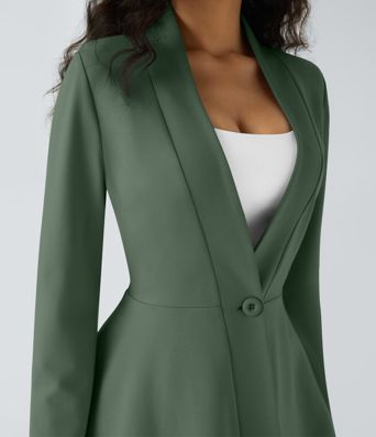 Chaqueta de trabajo Peplum en escote en V y frente único