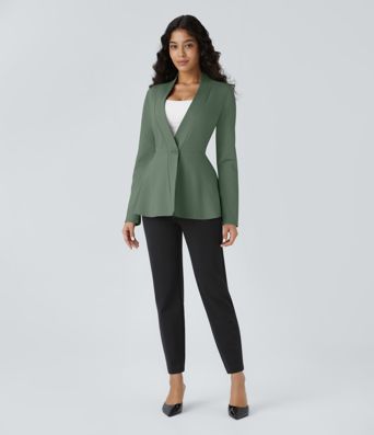 Chaqueta de trabajo Peplum en escote en V y frente único