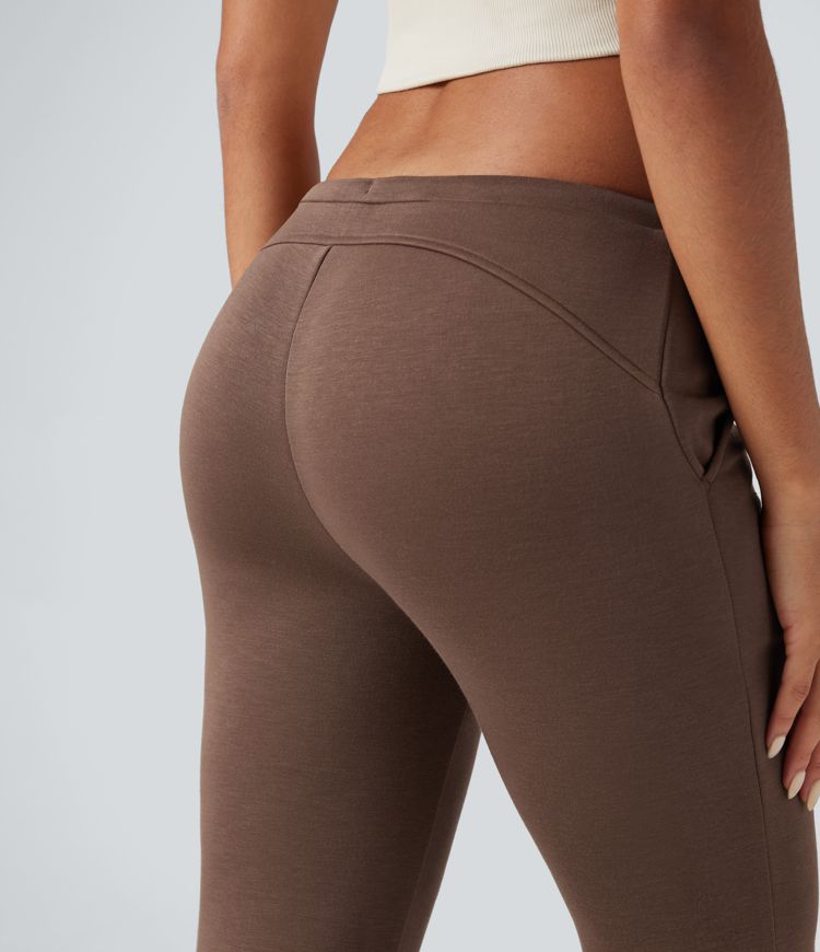 SpacerTek™ Low Rise Drawstring Flare Casual Pants with Pockets