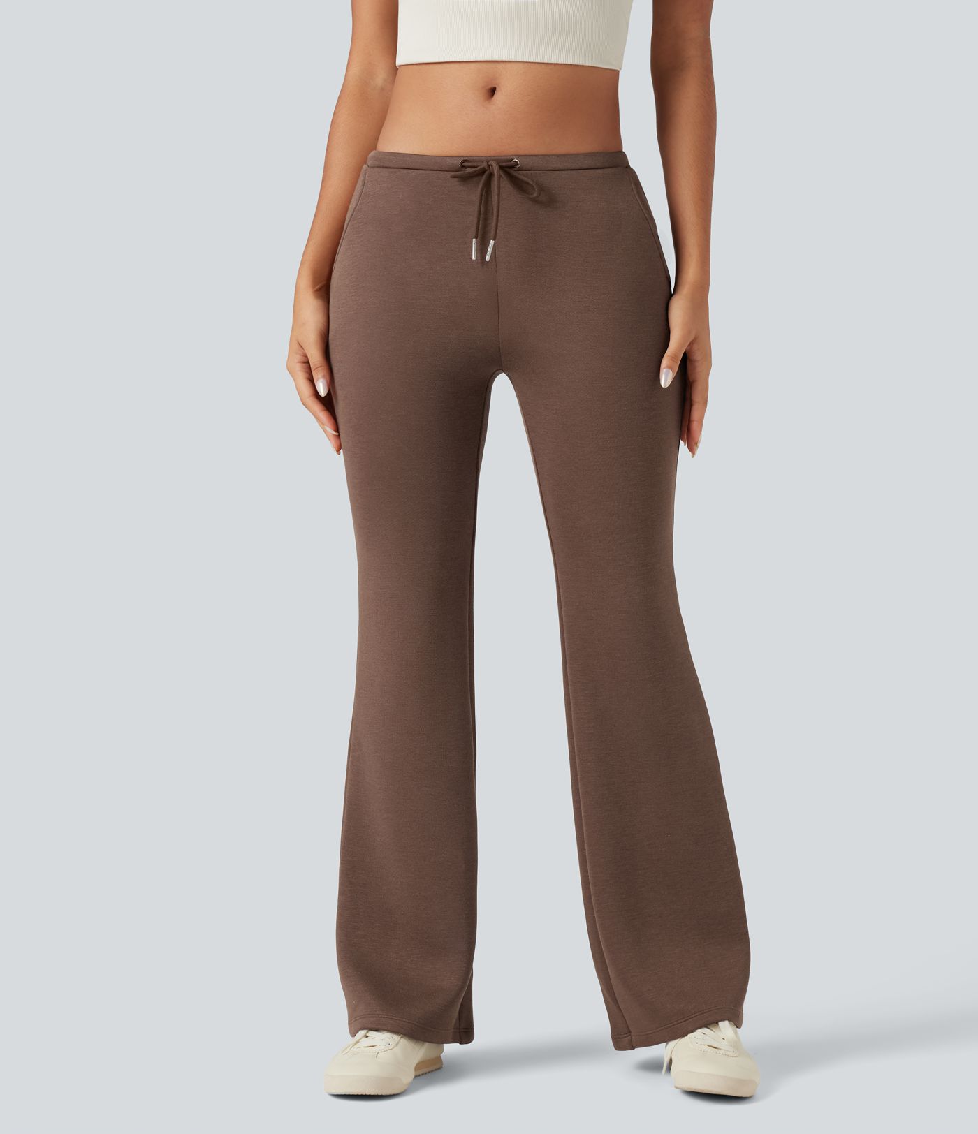 SpacerTek™ Low Rise Drawstring Flare Casual Pants with Pockets