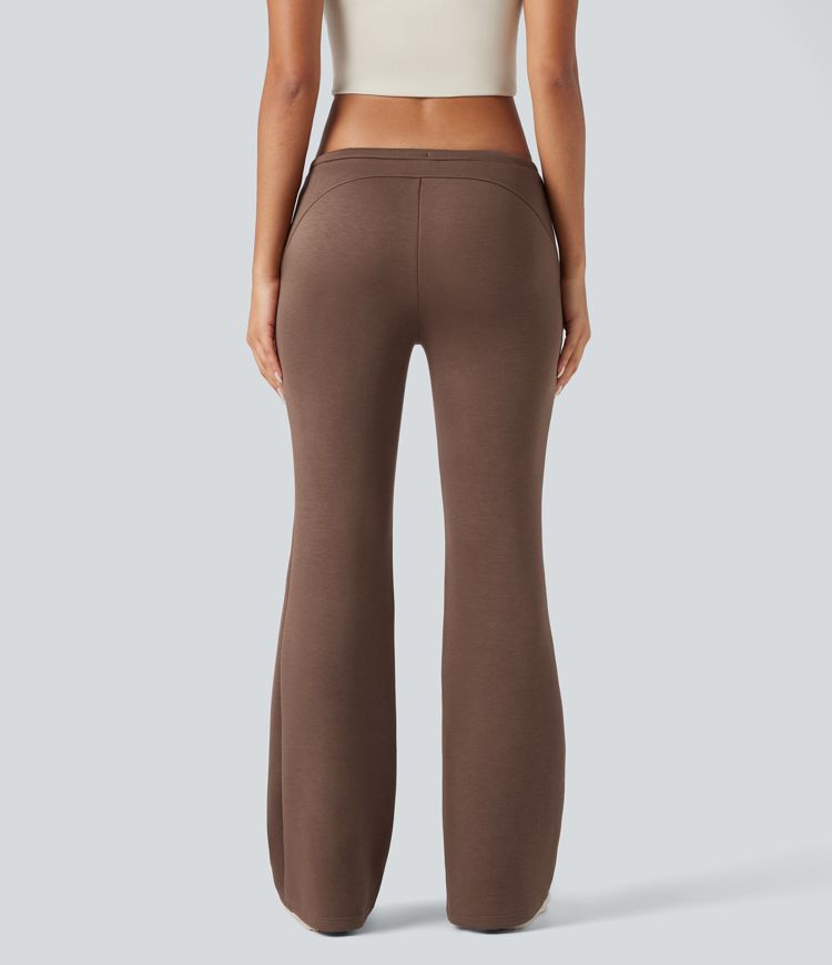 SpacerTek™ Low Rise Drawstring Flare Casual Pants with Pockets