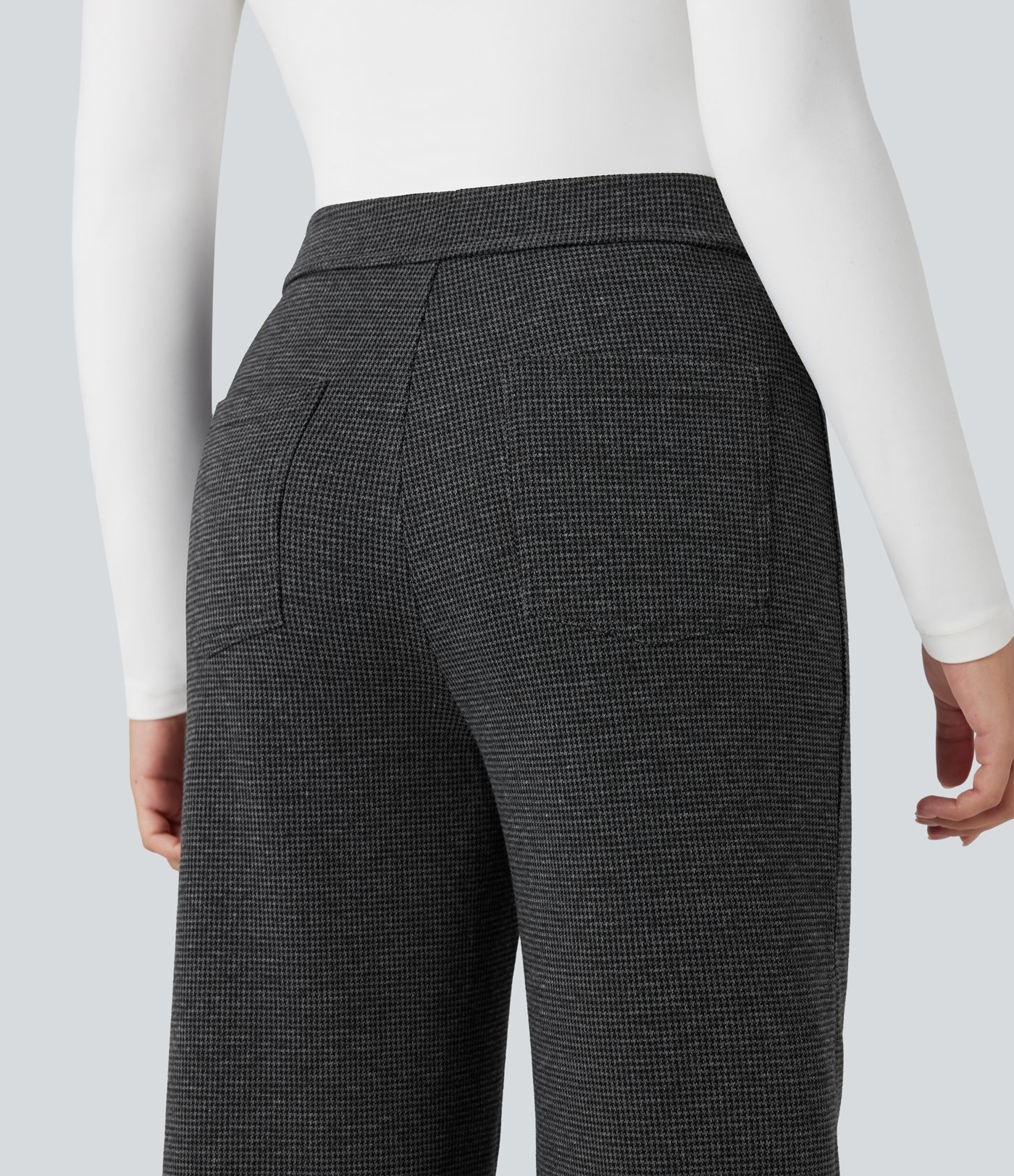 Halara Flex™ Pantalon tailleur pied-de-poule coupe droite taille haute avec poches