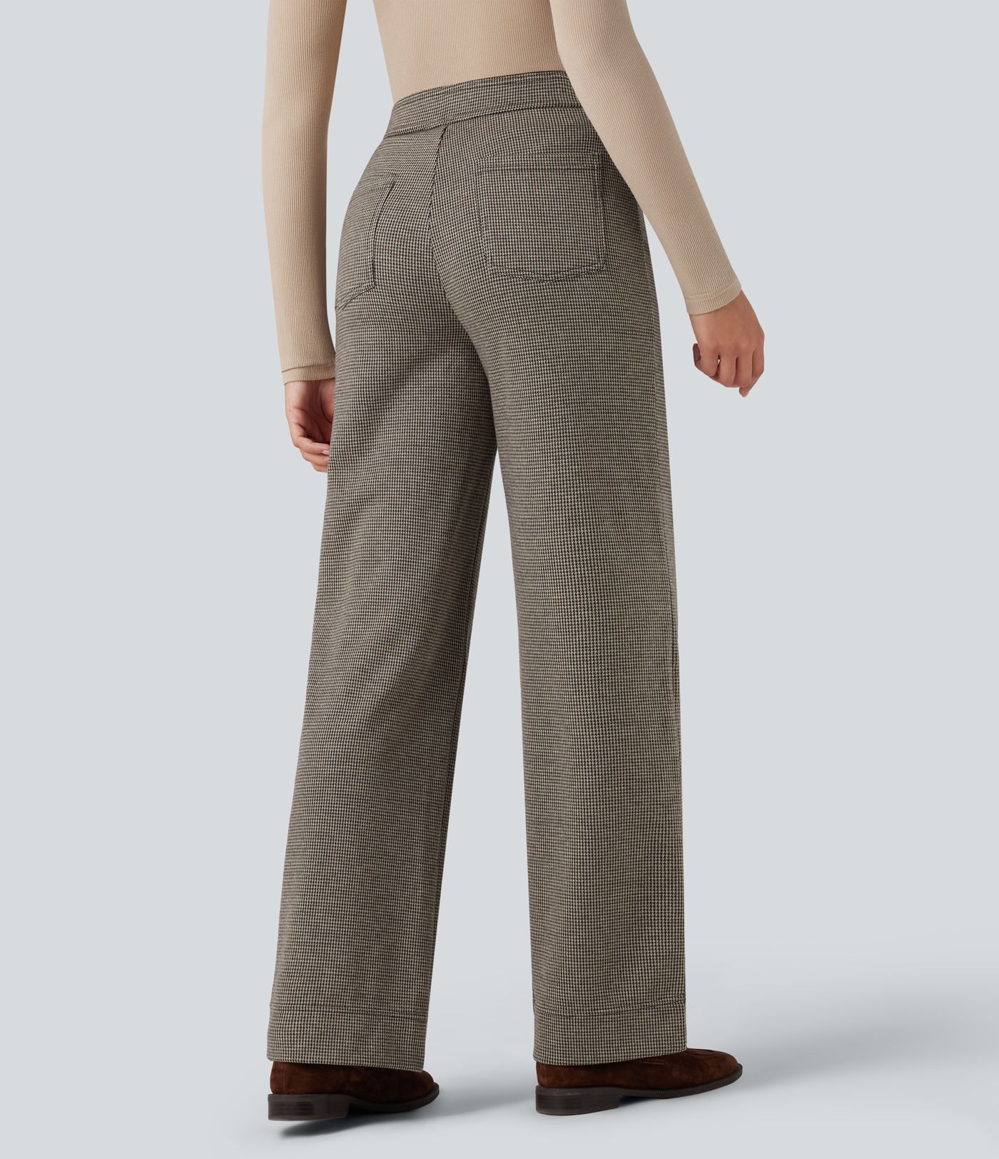 Halara Flex™ High Waisted Houndstooth Straight Leg Work Pants with Pockets