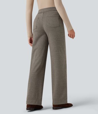 Halara Flex™ High Waisted Houndstooth Straight Leg Work Pants with Pockets