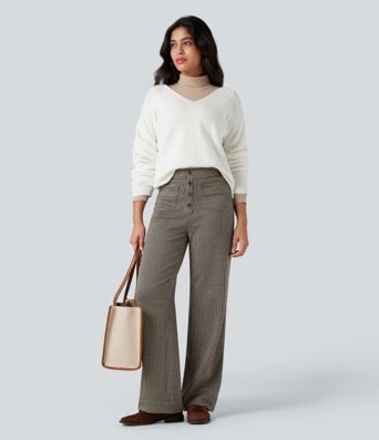 Halara Flex™ High Waisted Houndstooth Straight Leg Work Pants with Pockets
