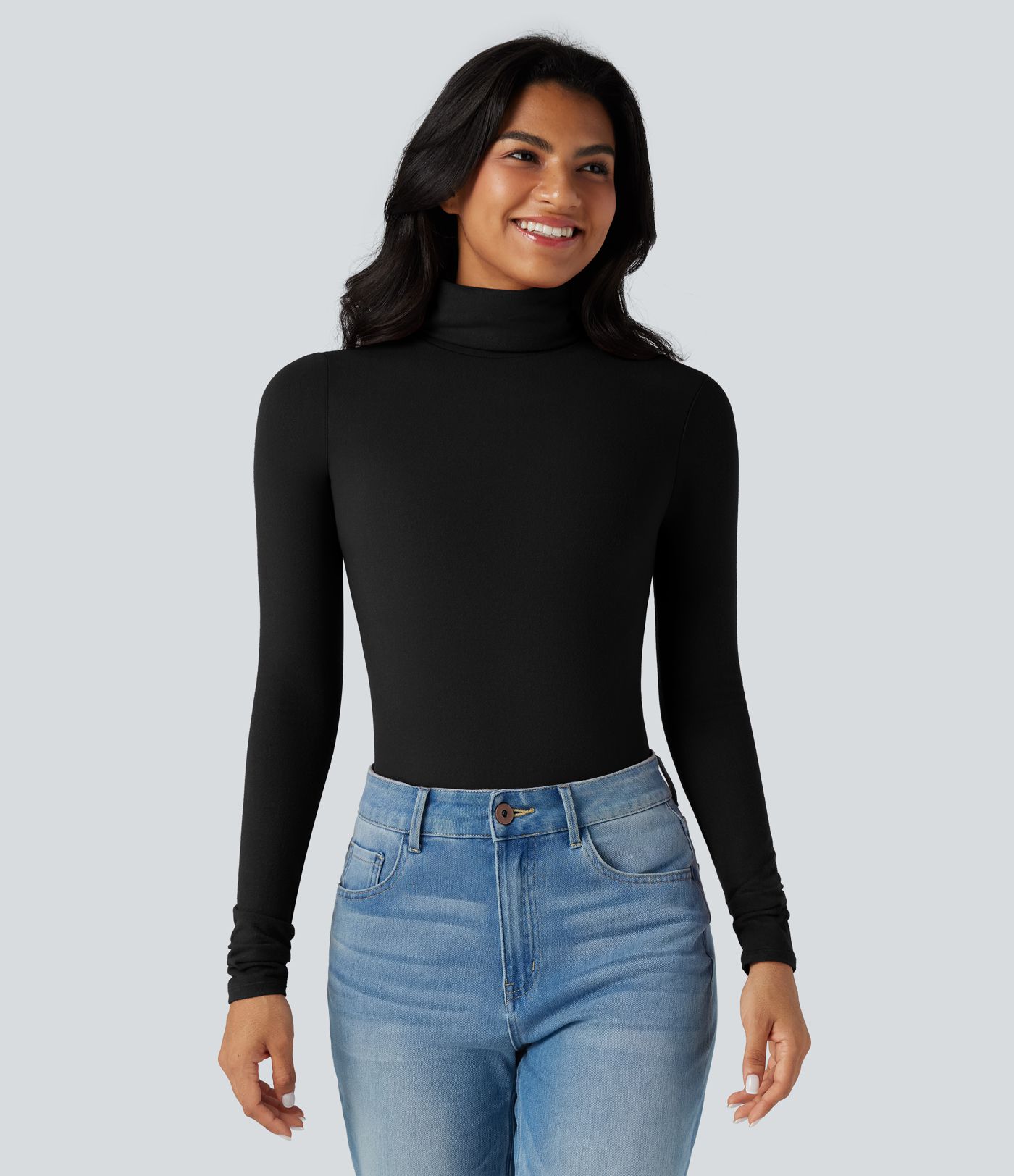 Turtleneck Long Sleeve Thumb Hole Casual Warming Top