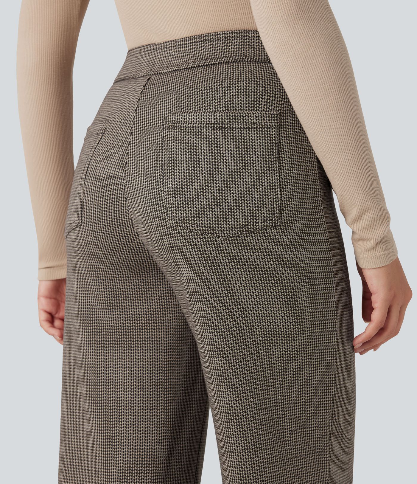 Halara Flex™ High Waisted Houndstooth Straight Leg Work Pants with Pockets
