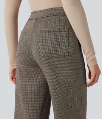 Halara Flex™ High Waisted Houndstooth Straight Leg Work Pants with Pockets