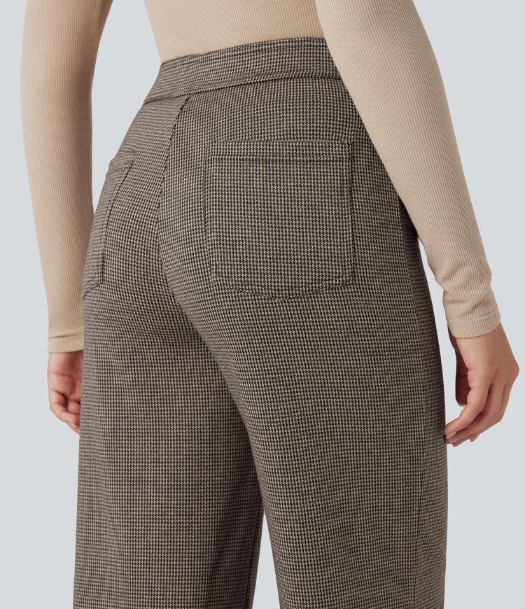 Halara Flex™ High Waisted Houndstooth Straight Leg Work Pants with Pockets