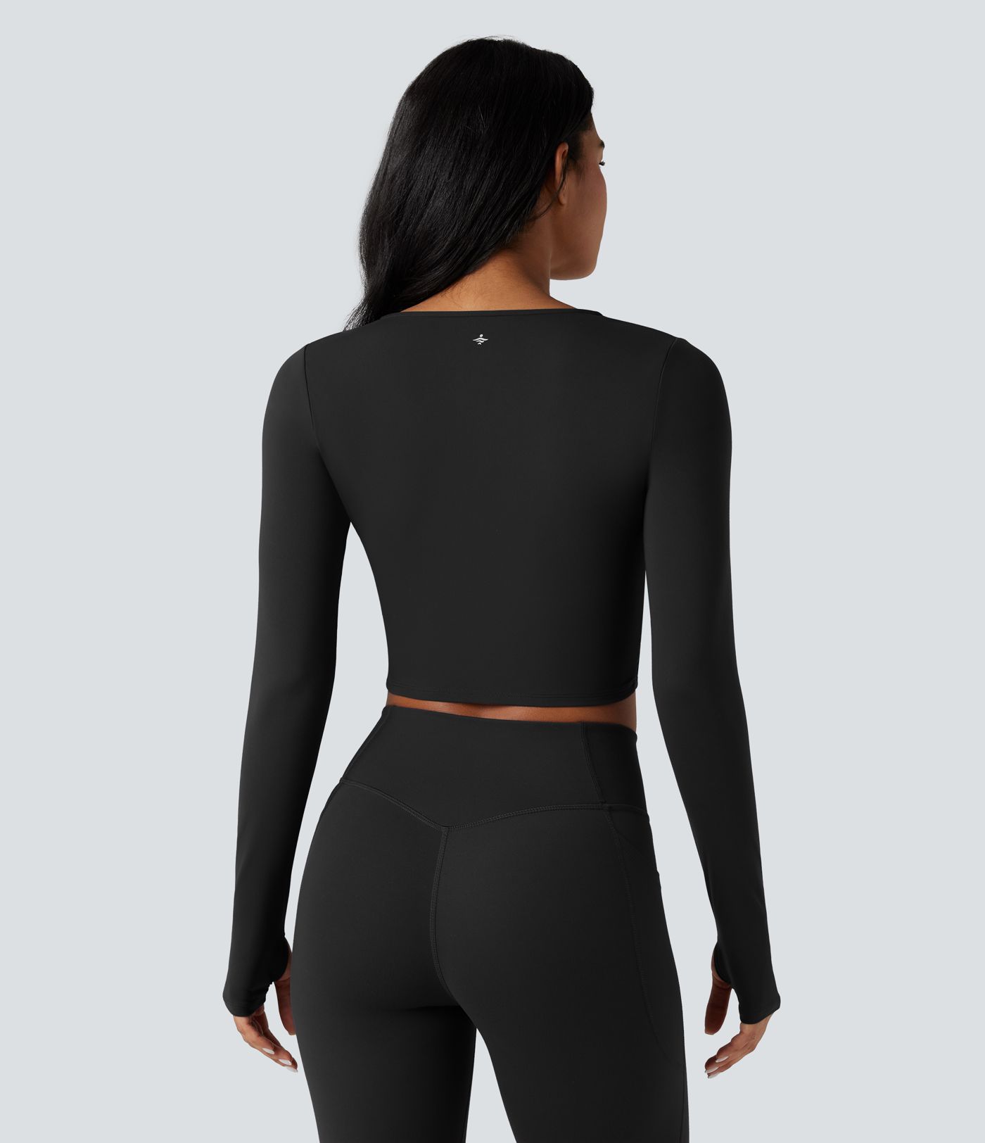 SoftlyZero™ Plush V Neck Long Sleeve Thumb Hole Ruched Cropped Yoga Sports Top