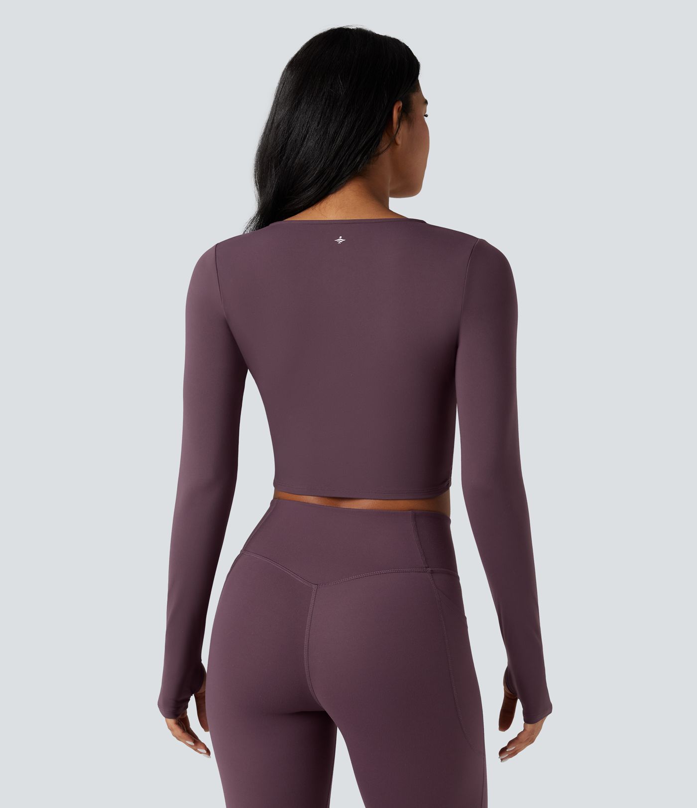 SoftlyZero™ Plush V Neck Long Sleeve Thumb Hole Ruched Cropped Yoga Sports Top