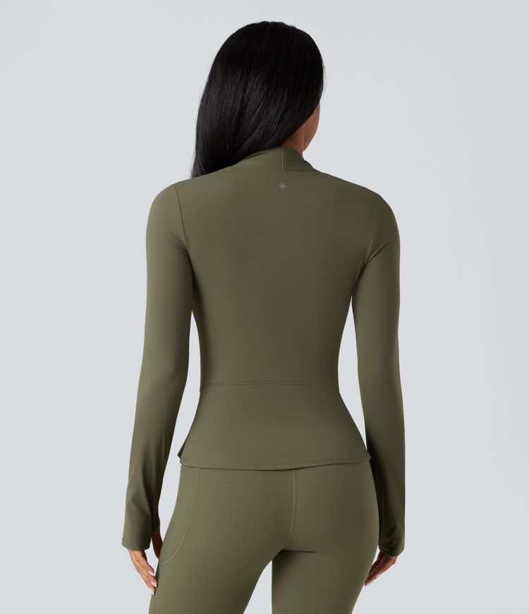 Halara UltraSculpt™ Push-Up Long Sleeve Thumb Hole Zipper Ruffle Hem Yoga Jacket