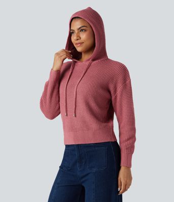 Hooded Drawstring Long Sleeve Casual Sweater