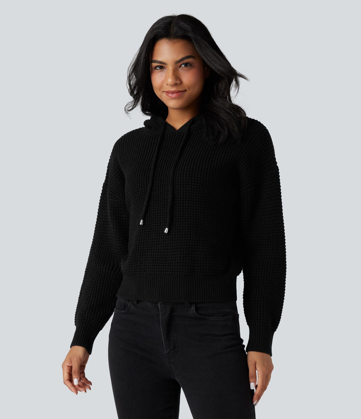 Hooded Drawstring Long Sleeve Casual Sweater