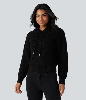 Hooded Drawstring Long Sleeve Casual Sweater