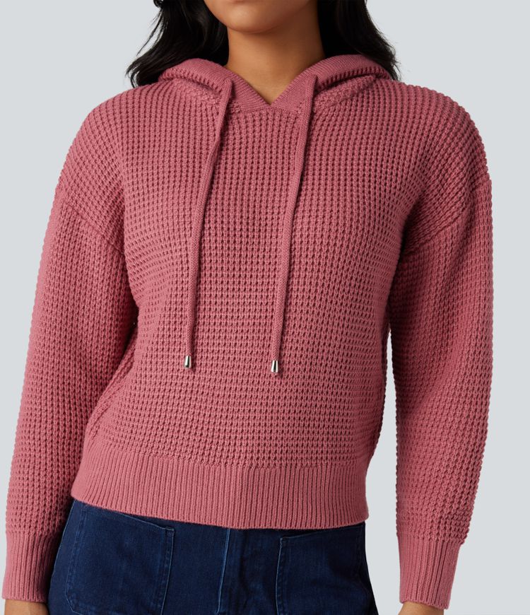 Hooded Drawstring Long Sleeve Casual Sweater