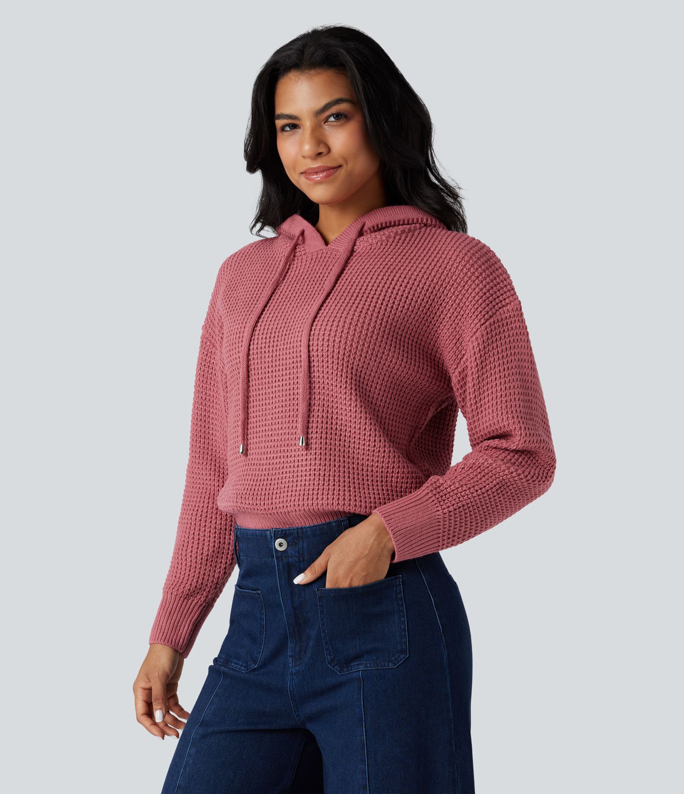 Hooded Drawstring Long Sleeve Casual Sweater