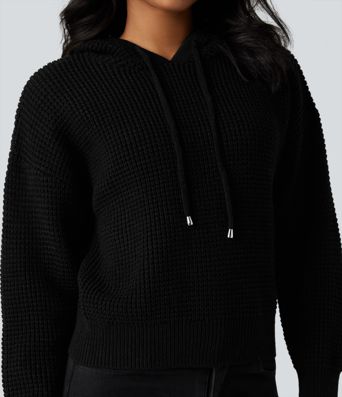 Hooded Drawstring Long Sleeve Casual Sweater