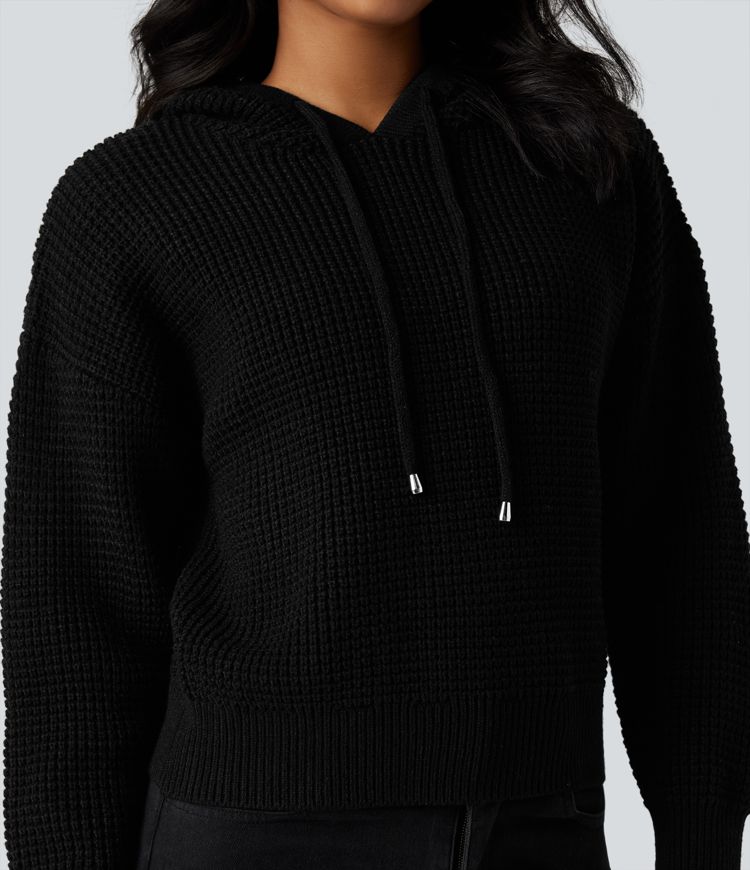 Hooded Drawstring Long Sleeve Casual Sweater