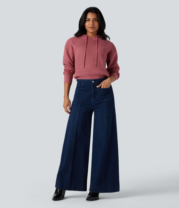 Hooded Drawstring Long Sleeve Casual Sweater